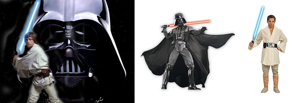 Disfraz de Darth Vader y Luke Skywalker de lujo para adulto