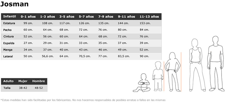 Guía de tallas Josman