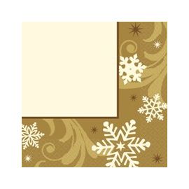 Servilletas 33x33 copo nieve oro(16 uds)