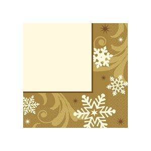 Servilletas 33x33 copo nieve oro(16 uds)