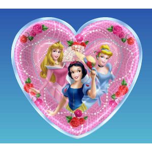 Platos princesas corazon 18 cm (8 uds)