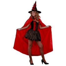 Disfraz bruja roja con capa adulto