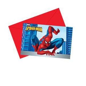 Invitaciones spiderman con sobre (6 uds)