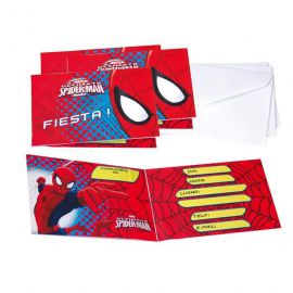 Invitaciones spiderman c/sobre (6 unid)