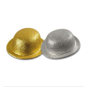 Sombrero bombin oro y plata