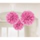 Pom pom decoracion rosa pack 3 unidades