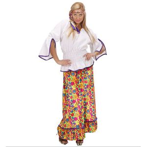 Disfraz hippie falda mujer adulto