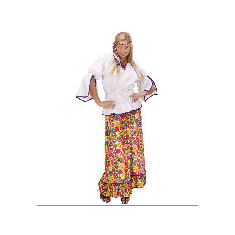 Disfraz hippie falda mujer adulto Barullo.com
