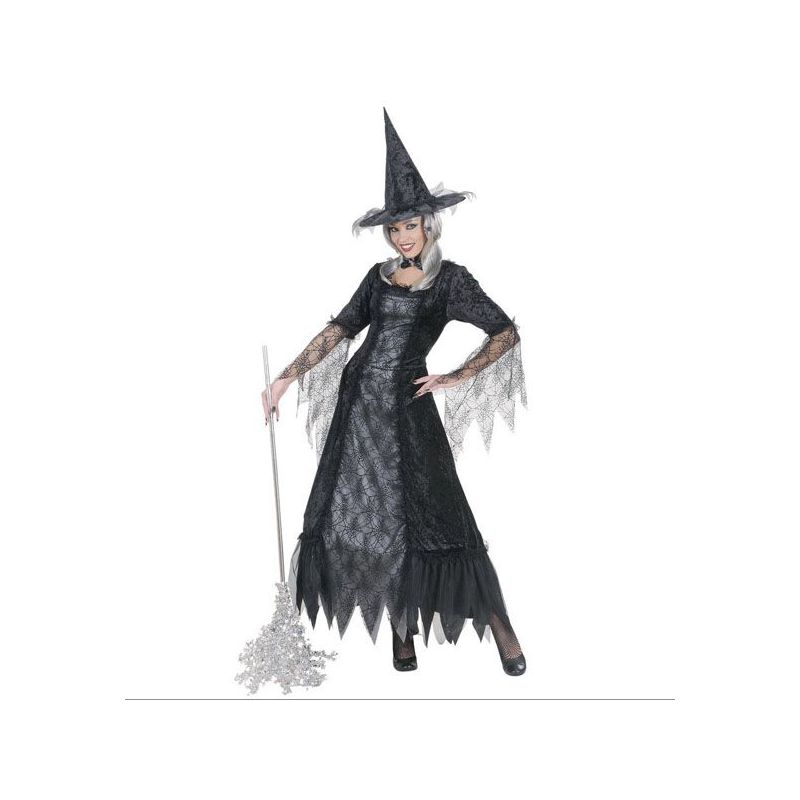 Sombrero De Bruja Adulto Mujer Araña Negro Halloween Disfraz Traje Accesorio 