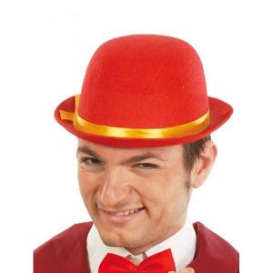 Sombrero bombin fieltro rojo