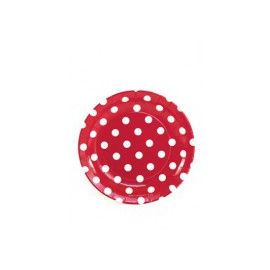 Platos rojos lunares blancos 18cm pack 8