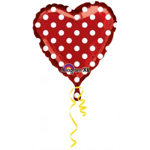 Globo helio corazon rojo con puntos