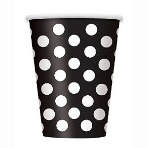 Vasos negros puntos blancos 6 und