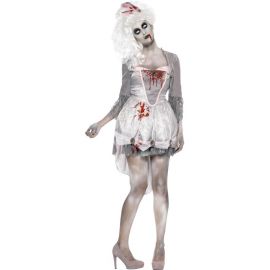 Disfraz novia zombie con tocado 