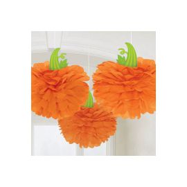 Pom pom decoracion calabaza pack 3 und