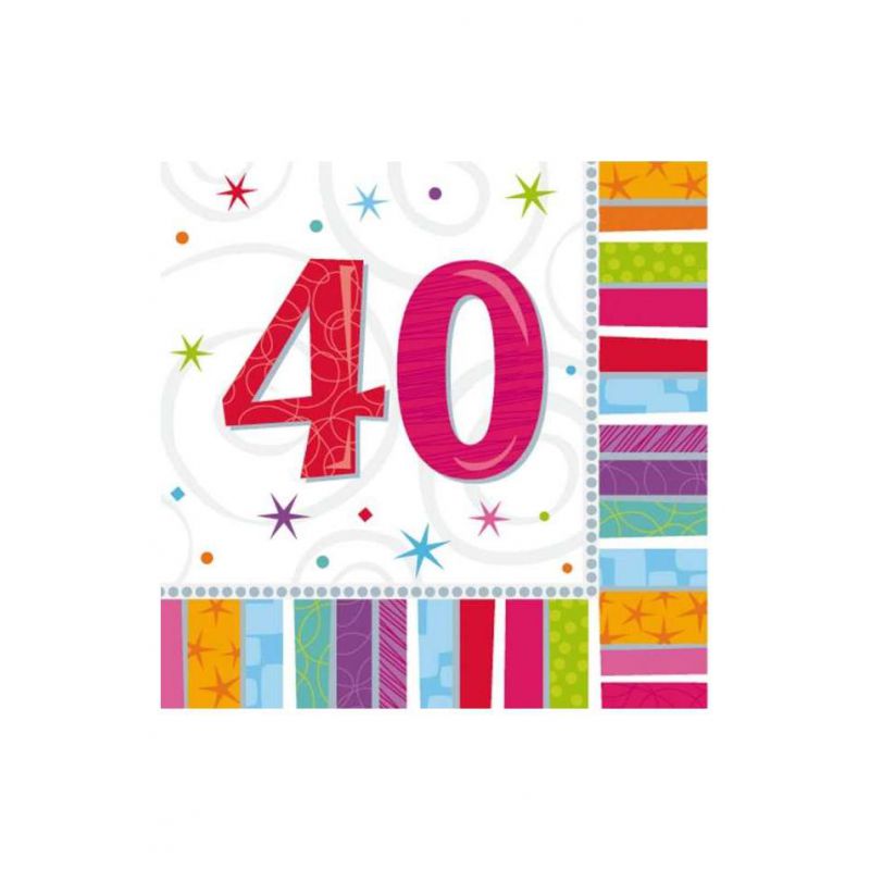 20 servilletas 40 cumpleaños (33x33 cm)