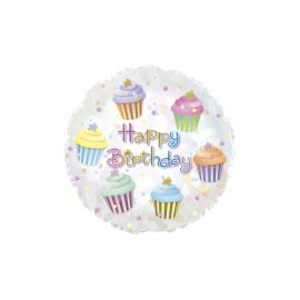 Globo helio feliz cumple cupcakes