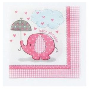 Servilletas elefante rosa baby 16 und
