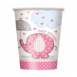 Vasos elefante rosa baby 8und