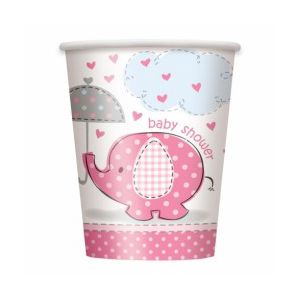 Vasos elefante rosa baby 8und