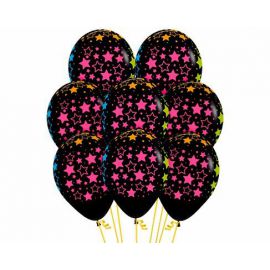 Globos negros estrellas neon