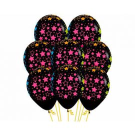 Globos negros estrellas neon