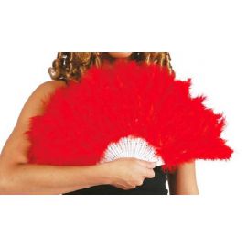 Abanico plumas rojo