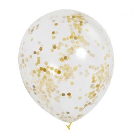 Globos transparentes confetti oro