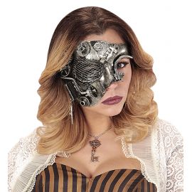 Mascara media cara steampunk plata