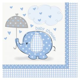 Servilletas elefante azul baby 16 und