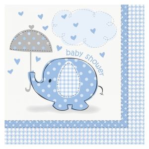 Servilletas elefante azul baby 16 und