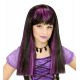 Peluca bruja mechas violetas infantil