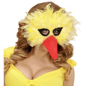 Antifaz plumas pajaro amarillo