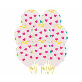 Globos transparentes corazon neon