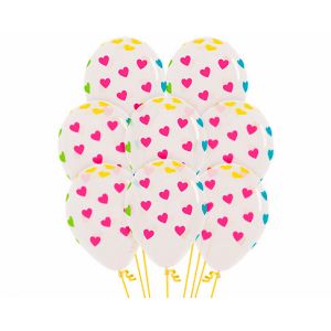 Globos transparentes corazon neon