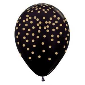 Globos negros confeti oro