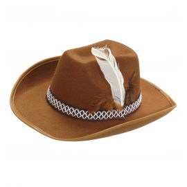 Sombrero vaquero pluma inf marron