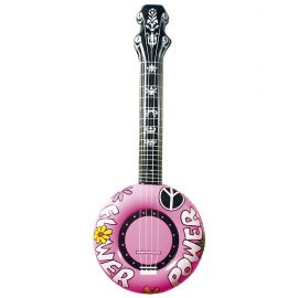 Banjo hinchable rosa flower power
