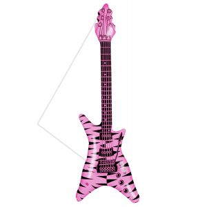 Guitarra inflable rosa