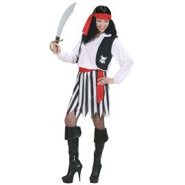Disfraz piratesa blanco negro adulto