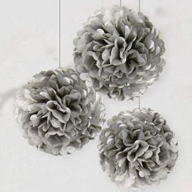 Pom pom decoracion plata 3 und