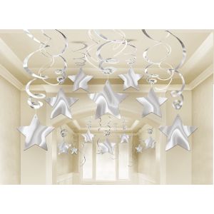 Decoracion estrellas colgantes plata