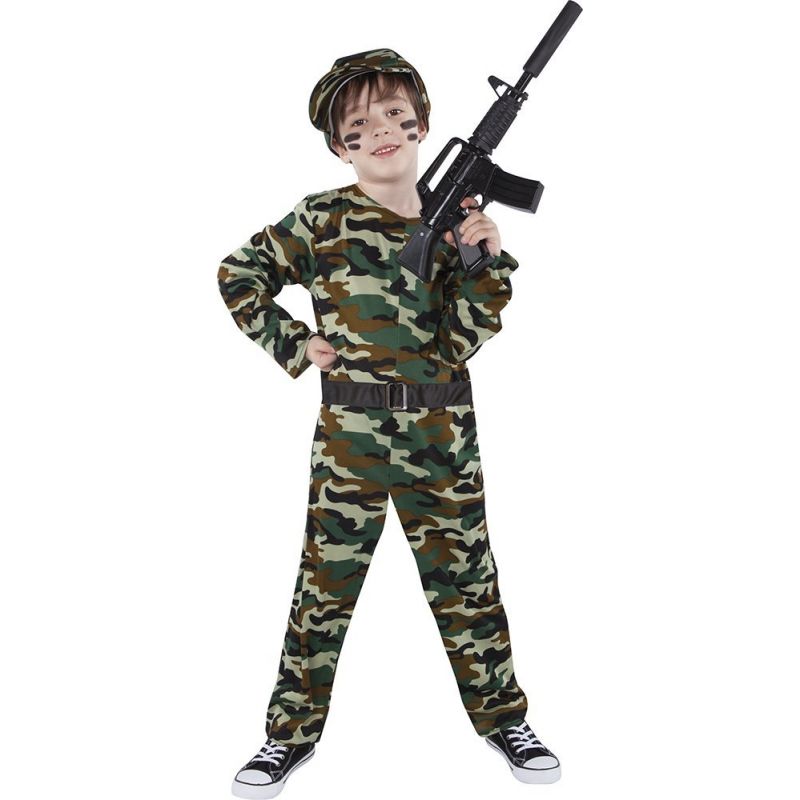 Disfraz militar de camuflaje para niño mediano (edad 7-9)