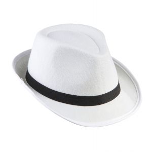 Sombrero ganster blanco cinta negra