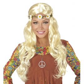 Peluca hippie chica rubia con cinta