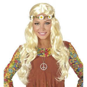 Peluca hippie chica rubia con cinta