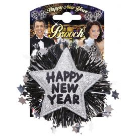 Broche happy new year plata