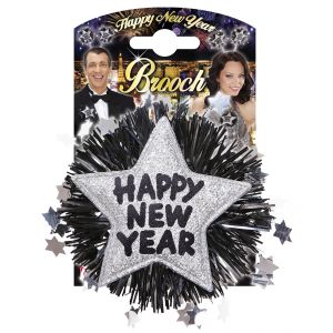 Broche happy new year plata