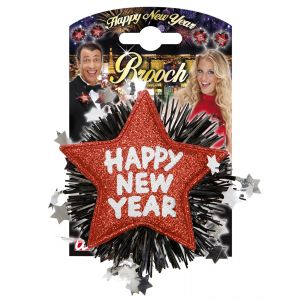 Broche happy new year rojo