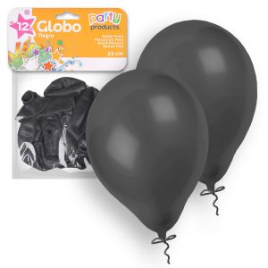 Globos pastel negro 23 cm 12 und